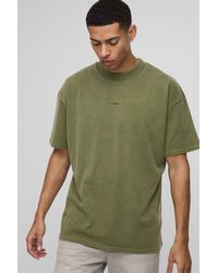 BoohooMAN - Oversized Extended Neck Man Washed Printed T-shirt - Lyst