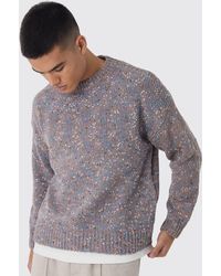 BoohooMAN - Oversized Boxy Textured Brushed Knitted Sweater - Lyst