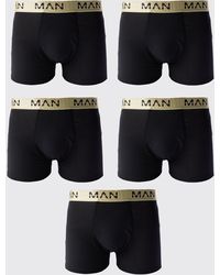 BoohooMAN - 5 Pack Roman Gold Waistband Boxers In Black - Lyst