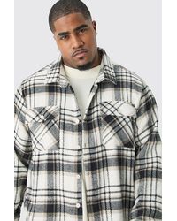 BoohooMAN - Plus Heavyweight Large Scale Check Overshirt - Lyst