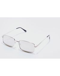 BoohooMAN - Metal Rectangular Sunglasses In Silver - Lyst