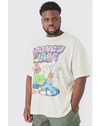 Boohoo - Plus Oversized Looney Tunes License T-shirt Ecru - Lyst