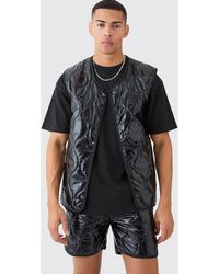 BoohooMAN - Quilted Tank And Short Metallic Set - Lyst