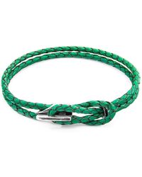 BoohooMAN - Anchor & Crew Padstow Silver And Braided Leather Bracelet - Lyst