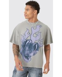BoohooMAN - Oversized Gothic Heart Graphic T-shirt - Lyst