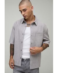 Boohoo - Oversized Faux Suede Half Sleeve Shirt - Lyst