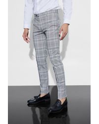 BoohooMAN - Skinny Tapered Smart Check Trouser With Pintuck - Lyst