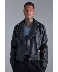 Boohoo - Boxy Fit Faux Leather Biker Jacket - Lyst