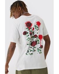 BoohooMAN - Tall Rose Floral Back Print T-shirt - Lyst