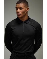 BoohooMAN - Active Long Sleeve Regular Fit Golf Polo - Lyst