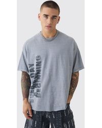 BoohooMAN - Oversized Boxy Washed Graphic T-Shirt - Lyst