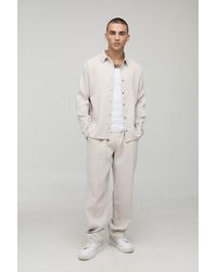 BoohooMAN - Oversized Pleated Overshirt & Trouser Set - Lyst