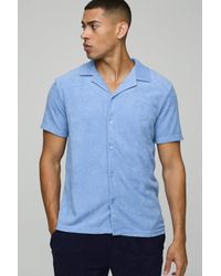 BoohooMAN - Regular Fit Revere Towelling Shirt - Lyst