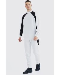 BoohooMAN - Tall Zip Detail Colour Block Sweater Tracksuit - Lyst