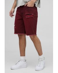 BoohooMAN - Relaxed Fit Ripped Tinted Jean Shorts - Lyst