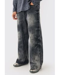 BoohooMAN - Extreme Baggy Acid Wash Jeans In Washed Black - Lyst