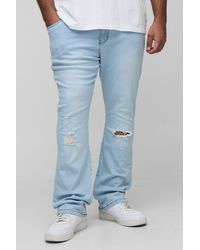 BoohooMAN - Plus Super Ripped Stretch Skinny Flared Jeans - Lyst