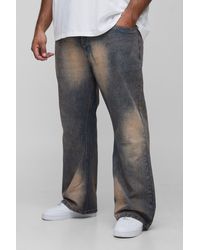 BoohooMAN - Plus Extreme Tinted Stonewash Flared Jeans - Lyst