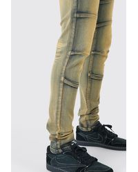 BoohooMAN - Tall Skinny Stretch Tinted Panelled Jeans - Lyst