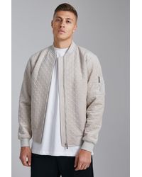 BoohooMAN Houndtooth Quilted Velvet Bomber - Multicolor