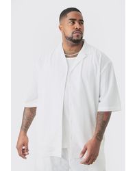BoohooMAN - Plus Linen Drop Revere Shirt In White - Lyst