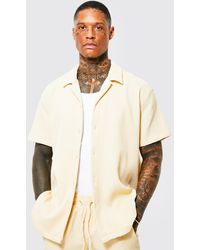 Boohoo - Short Sleeve Revere Oversized Pleated Shirt - Lyst
