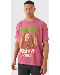 BoohooMAN - Oversized Bob Marley License Wash T-shirt - Lyst
