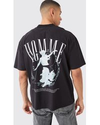 BoohooMAN - Oversized Extended Neck Homme Flock Print T-shirt - Lyst