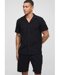 BoohooMAN - Regular Fit Revere Towelling Shirt - Lyst