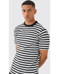 BoohooMAN - Slim Fit Stripe Rib T-shirt - Lyst