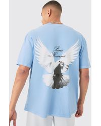BoohooMAN - Oversized Extended Neck Dove Washed Back Print T-shirt - Lyst