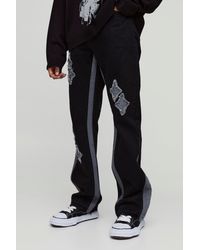 BoohooMAN - Tall Slim Flare Applique Gusset Panel Jeans - Lyst