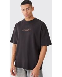 BoohooMAN - Oversized Extended Neck Printed T-shirt - Lyst
