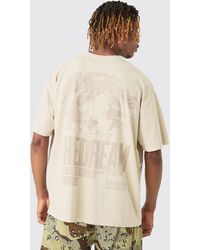 BoohooMAN - Tall Oversized Dream Worldwide Print T-shirt In Sand - Lyst