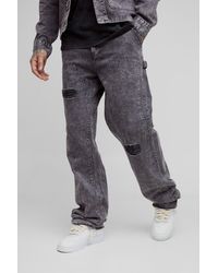 BoohooMAN - Tall Acid Wash Distressed Relaxed Fit Carpenter Pants - Lyst