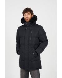 BoohooMAN - Brave Soul Longline Padded Parka Jacket With Faux Fur Hood - Lyst