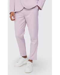 BoohooMAN - Textured Tapered Fit Suit Trousers - Lyst