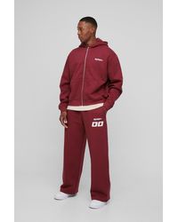 BoohooMAN - Regular Fit Zip Through Moto And Sweatpants Print Tracksuit - Lyst