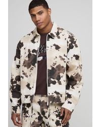 BoohooMAN - Boxy Denim Cow Print Bomber Jacket - Lyst
