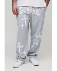BoohooMAN - Plus Homme Cross Print Oversized Sweatpants - Lyst