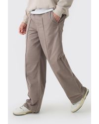 BoohooMAN - Elasticated Waist Wide Leg Pintuck Chino Pants - Lyst