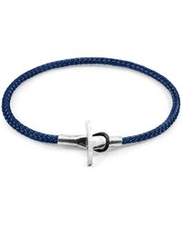 BoohooMAN - Anchor & Crew Cambridge Silver And Rope Bracelet - Lyst