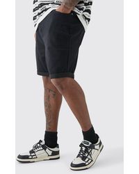 Boohoo - Plus Strech Denim Skinny Fit Shorts In Black - Lyst