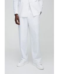 BoohooMAN - Lockere Hose aus Leinenmischung - Lyst