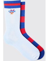 BoohooMAN - 2 Pack Varsity Sports Stripe Socks - Lyst