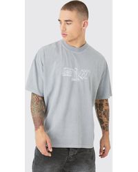 Boohoo - Oversized Extended Neck Washed M Graphic T-shirt - Lyst