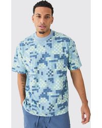 BoohooMAN - Heavy Weight Pixel Camo Oversized Extended Neck T-shirt - Lyst