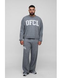 BoohooMAN - Plus Ofcl Knitted Oversized Sweat & Jogger Tracksuit - Lyst