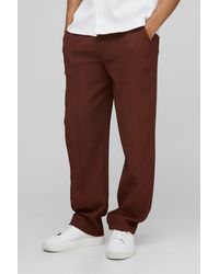 BoohooMAN - Elasticated Waist Relaxed Fit Pleated Pants - Lyst