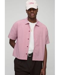 BoohooMAN - Oversized Boxy Micro Plaid Collared Shirt - Lyst